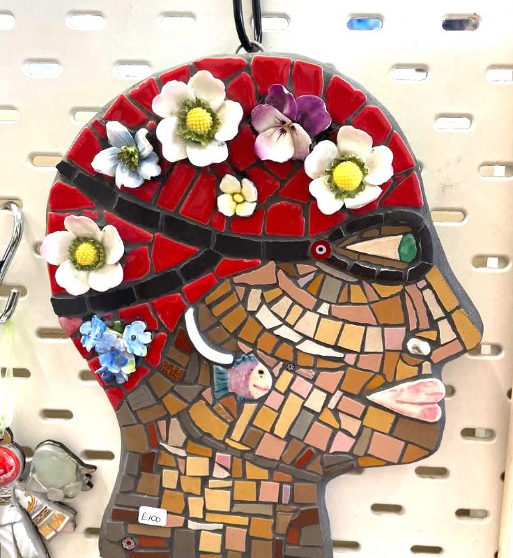 Sheila Downing mosaic swimmer head